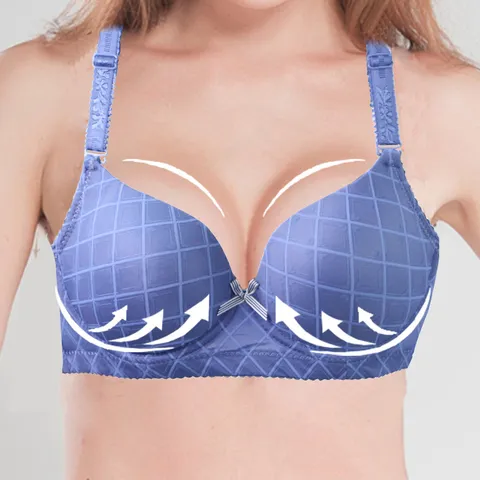 Women Plus Size Sexy Push Up Bra Underwire Gathered Adjustable Straps Cotton Breathable Comfort Bra Underwear