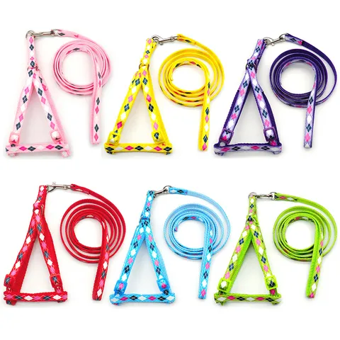Argyle Dog Harness And Leash Set Polypropylene Puppy Chest Strap Pet Traction Rope For Small Dogs Cats Daily Walking