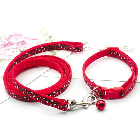 Leopardenmuster Haustier Leine Und Halsband Set Kleine Hunde Katzen Spazierleine Polypropylen Material Mit Glocke Outdoor Haustierbedarf