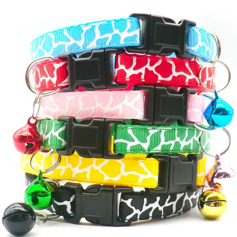 Pet Collar Bell Cute White Pattern Nylon Kitten Puppy Neck Strap Adjustable Pet Accessories For Cats Dogs Pet Supplies