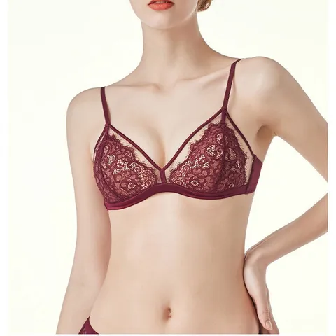 Vrouwen Sexy Kant Driehoek Cup BH Comfortabel Ademend Dunne Voorgevormde Cup Mooie Rug Lingerie
