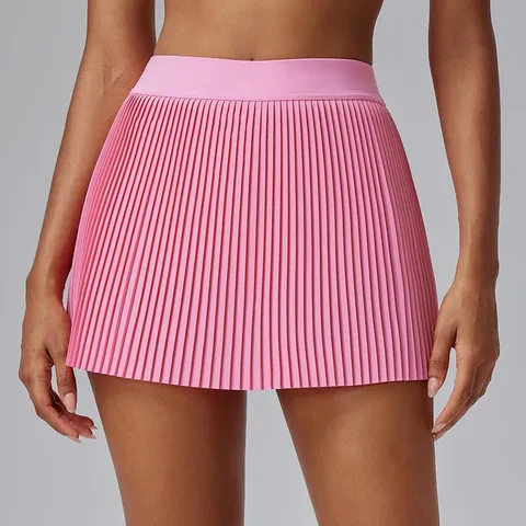 Women's Athletic Pleated Tennis Skirt Quick Dry High Waist Golf Skorts With Pockets Anti Glare Fitness Sports Skirt
