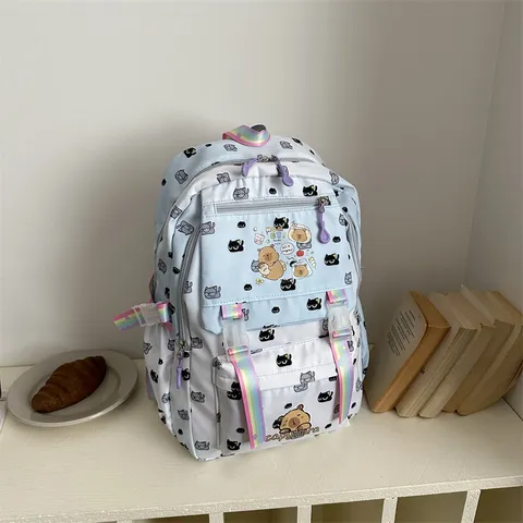 Casual Carino Capibara Stampa Grande Capacità Zaino Moda Studente Borsa Scolastica Borsa Per Commuter Per Donne