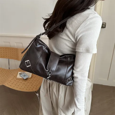 Bolso Tote de Cuero PU de Gran Capacidad Vintage para Mujer Moda Conmutar Bolso de Hombro Retro Bolso Cubo con Costuras