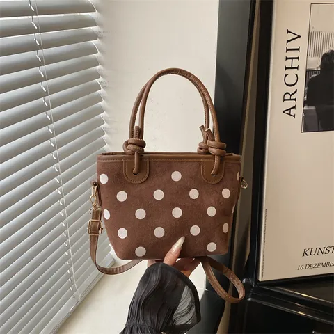 Sac Seau en Nylon À Pois pour Femmes Sac À Bandoulière Minimaliste Fourre-Tout Avec Fermeture Éclair Décontracté Quotidien Navette