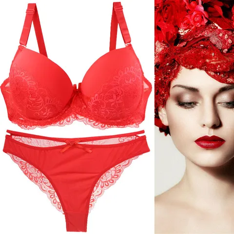 Damen Sexy Spitzen Patchwork BH und Höschen Set Leichte Atmungsaktive Unterwäsche Set Push Up Lingerie Set