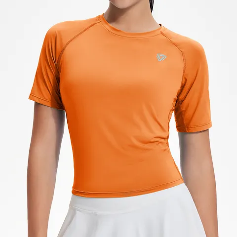 Γυναικείο Σέξι Crop Top Αθλητικό T-Shirt Γρήγορο Στέγνωμα Στενή Γραμμή Gym Yoga Κοντό Μανίκι Στρογγυλή Λαιμόκοψη Αθλητική Μπλούζα