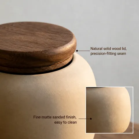 Ceramic Pet Urn For Dogs Cats Small Memorial Keepsake Moisture-Proof Sealed Jar With Wooden Lid Pet Ashes Holder