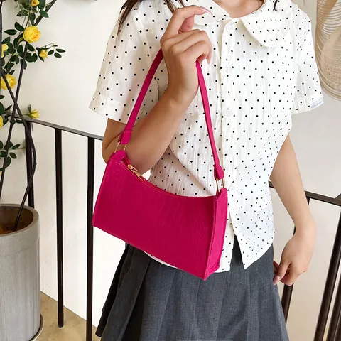 Damen Trendige Filz Schulter Unterarmtasche Einfarbig Krokodilmuster Geprägt Messenger Bag Streetwear Tägliche Handtasche Tasche Für Frauen