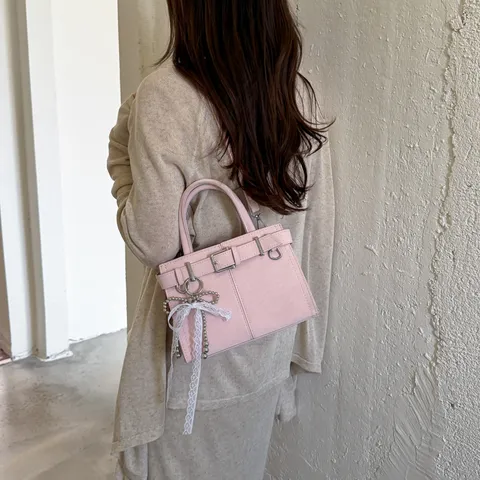 Borsa a Tracolla Retrò in Pelle PU da Donna Casual Con Fibbia e Cuciture Borsa a Spalla Manico Superiore Borsetta Elegante