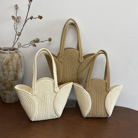 Damen Strohgeflochtene Umhängetasche Ajour Handtasche Casual Reise Tote Bag Handgemachte Strandtasche Schick Damen Tasche