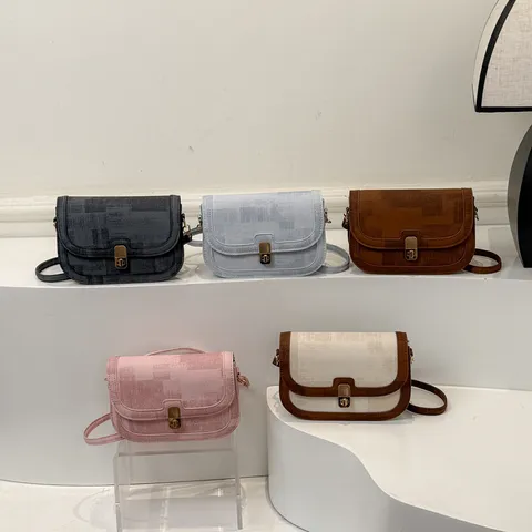 Women Vintage Square Crossbody Bag Newspaper Print PU Leather Shoulder Bag Small Chic Messenger Bag With Metal Buckle Satchel Bag