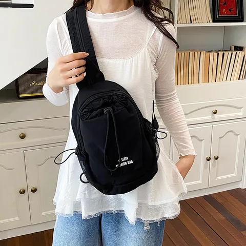 Women's Color-Blocking Lightweight Waterproof Small Backpack Niche Design Multi-Functional Washed Cloth Crossbody Bag Casual Outdoor Climbing Daypack