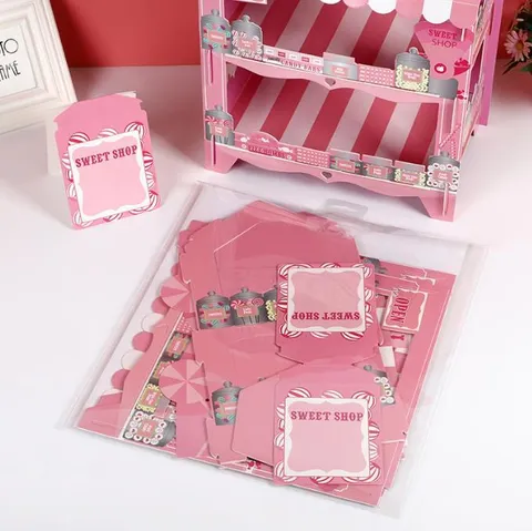 Kids Birthday Party Paper Cake Stand Tiered Dessert Display Tower Pink House Style Cupcake Holder Party Decoration