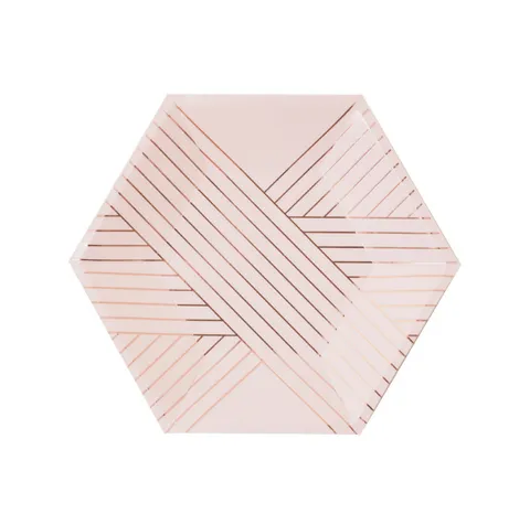 Ensemble d'Assiettes Tasses Serviettes en Papier Jetables Encre Or Rose Rose Géométrique Vaisselle Pour Anniversaire Fête Pique-nique