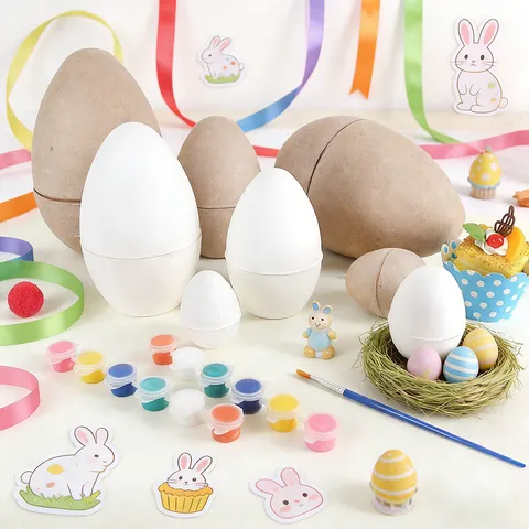 Huevos de Pascua de Pulpa de Papel DIY Biodegradables Huevos Artesanales En Blanco Pintables Adornos Colgantes Decorativos Para Fiesta