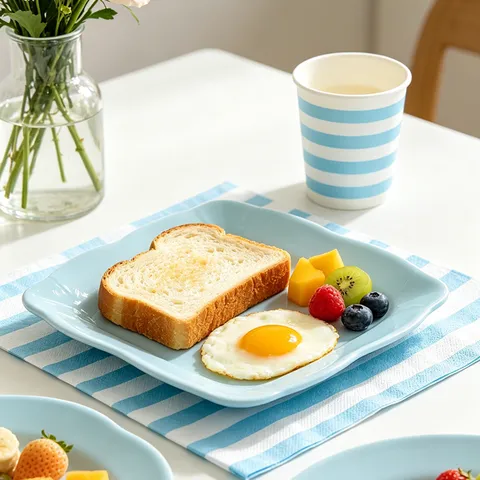 Conjunto de Platos Vasos Servilletas de Papel Desechable Plato Cuadrado Relieve Europeo Vajilla de Fiesta Para Picnic