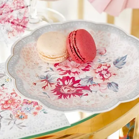 Retro Chinese Style Floral Disposable Paper Plates Elegant Tableware For Party Wedding And Banquet Supplies