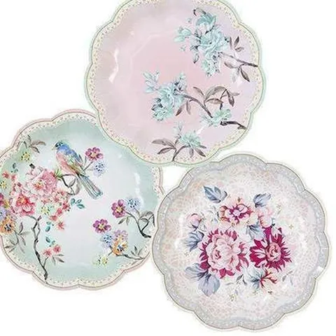 Retro Chinese Style Floral Disposable Paper Plates Elegant Tableware For Party Wedding And Banquet Supplies