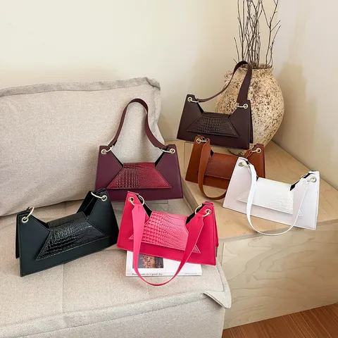 Women Fashion Simple Shoulder Bag Urban Commuter PU Leather Crocodile Pattern Flap Crossbody Bag Handbag