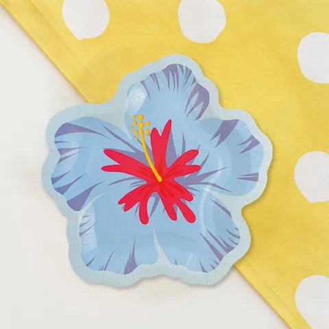 Hibiscusblüte Pappteller Frühling Sommer Party Einweggeschirr Biologisch Abbaubar Floral Essteller