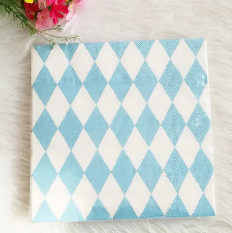 Blue Diamond Paper Plates Cups Napkins Straws Disposable Party Tableware Set For Birthday Afternoon Tea Celebration