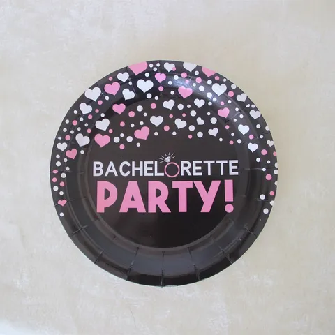Black Letter Party Paper Plates Disposable Paper Tableware For Birthday Party Cake Picnic And Outdoor Events