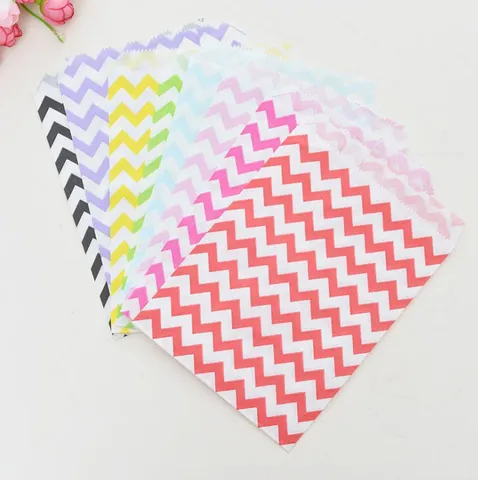 Sacs en Papier Alimentaire Imperméables à Motif de Vagues Colorées pour Snacks Frites Burgers Emballage