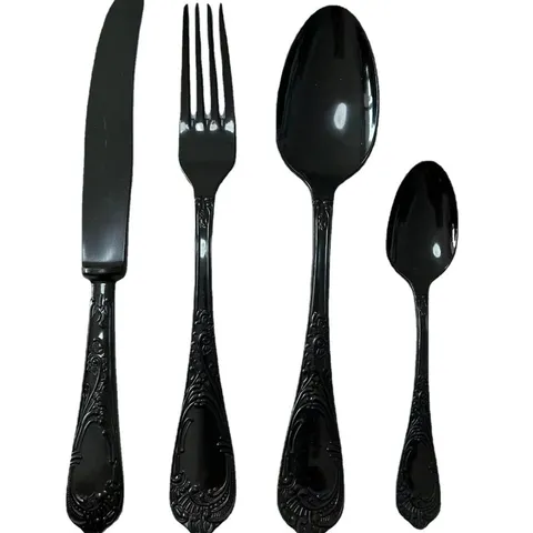 Disposable Plastic Knife Fork And Spoon Set Embossed Pattern Tableware For Birthday Party Wedding Daily Dining Kitchen Supplies