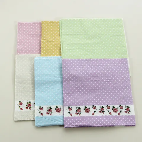 Serviettes en Papier Imprimé Colorées Motif Rose Pois Vaisselle Jetable Pour Fête d'Anniversaire d'Enfants Décoration de Mariage