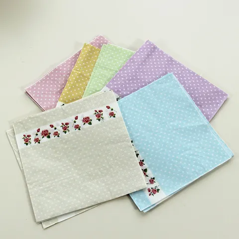 Serviettes en Papier Imprimé Colorées Motif Rose Pois Vaisselle Jetable Pour Fête d'Anniversaire d'Enfants Décoration de Mariage