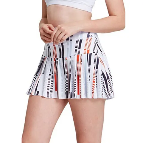 Women Pleated Tennis Golf Skirt Shorts With Pockets Mid Waist Sporty Print Skort For Athletic Training Casual Wear Polyester Bottom