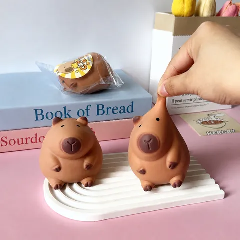 Mignon Jouet Squishy Capybara Rebond Lent Souple TPR Animal Jouet Anti-Stress Fidget