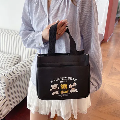 Chinesischer Stil Stickerei Segeltuch Tote Tasche Damen Große Kapazität Retro Lässig Handtasche Pony Muster Schultertasche