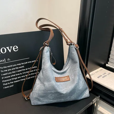 Zaino Tote da Donna in Poliestere Vintage Casual Grande Capacità Tinta Unita Borsa a Spalla Multifunzionale Borsa da Pendolare Urban Minimalista Design con Cuciture