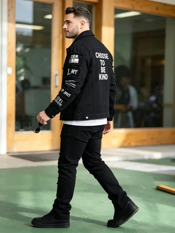 Herren Amerikanischer Stil Zerrissene Denim Jacke Amerikanisch Lässig Distressed Knopfleiste Baumwolle Langarm Streetwear Oberbekleidung Top
