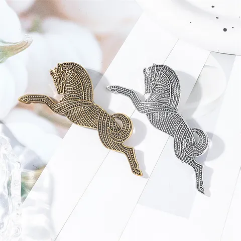 Broche Cheval du Zodiaque Vintage en Alliage de Zinc Électroplaqué Accessoire Animal pour Hommes Femmes Bijoux Décoration