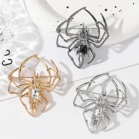 Vintage Halloween Spinne Brosche Zinklegierung Strass Eingelegt Anzug Reversnadel Mode Insekt Schmuck Für Herren Damen Party Geschenk