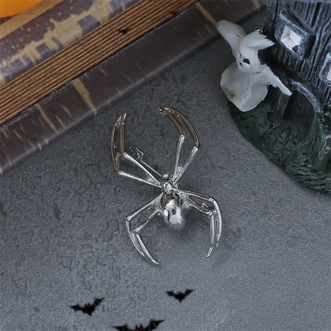 Halloween Kreative Spinne Brosche Trendige Zinklegierung Poliert Insekt Reversnadel Punk Schmuck Zubehör Für Anzug Jacke Damen Geschenk