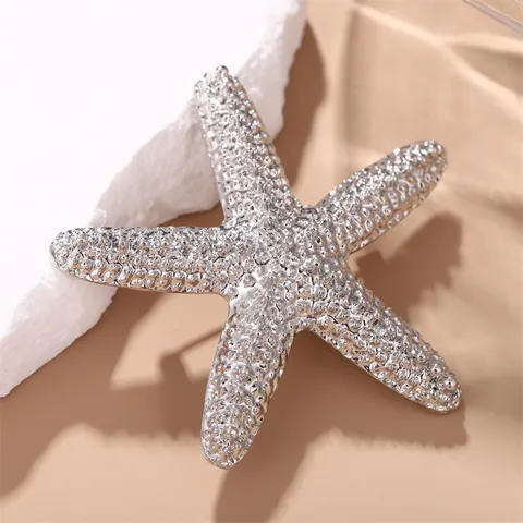French Style Starfish Brooch Marine Life Zinc Alloy Clothing Accessory Anti-exposure Pin For Women Gold Silver Brooch