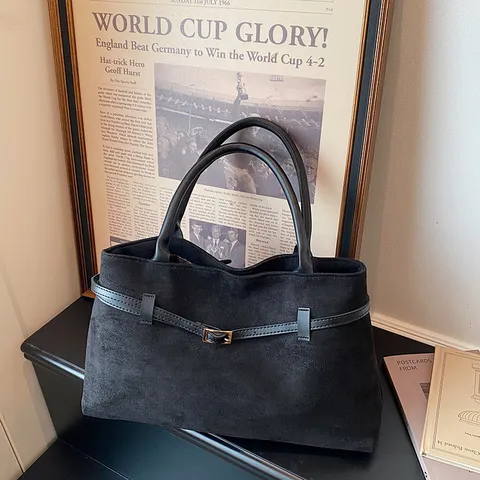 Borsa Tote in Scamosciato Retro per Donna Grande Capapacità Borsa a Tracolla Casual Borsa da Lavoro in Morbida Pelle