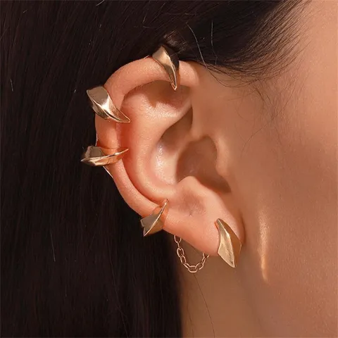 Gothic Punk Dämonenkralle Ohrmanschette Kette Ohrringe Vintage Dunkler Stil Zinklegierung Knorpel Ohrclip Für Damen Geschenk