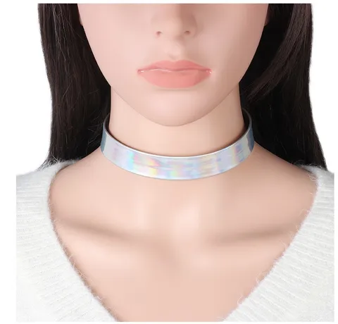 Harajuku Laser PU Leder Choker Halskette Für Damen Personalisierte Reflektierende Punk Stil Halsband Party Schmuck Geschenk