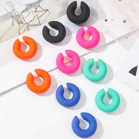 Orecchini a Clip a Forma di C Sfumati CCB Opachi Colore Caramella Senza Buco Clip Osso Orecchio Acrilico Geometrici per Donna Festa Gioielli Regalo