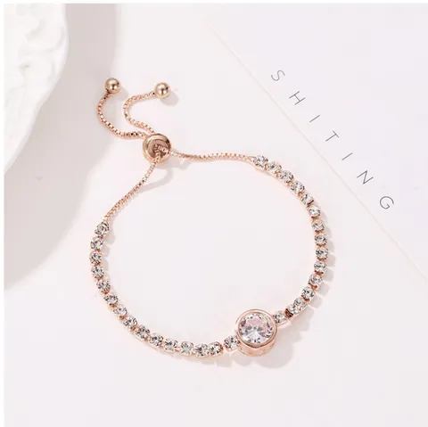 Mode Legering Strass Hart Rond Armband Verstelbaar Klauwketting Elegant Charme Armband Voor Vrouwen Meisjes Sieraden Cadeau