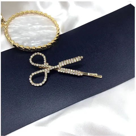 Einzigartige Schere Geformte Legierung Strass Haarklammer Für Damen Personalisierte Skurrile Haarschmuck Mode Barrette