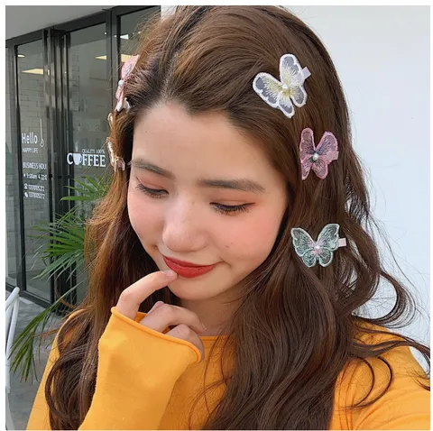 Retro Geborduurde Vlinder Haarspeld Voor Vrouwen Kant Mesh Haarnaald Met Kunstparel Vintage Haaraccessoires