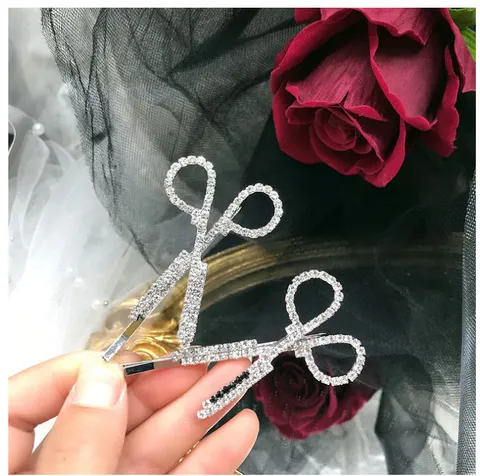 Einzigartige Schere Geformte Legierung Strass Haarklammer Für Damen Personalisierte Skurrile Haarschmuck Mode Barrette