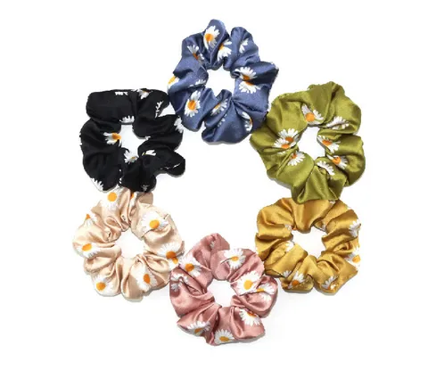 Zomer Mode Madeliefje Print Stof Haar Scrunchies Voor Vrouwen Meisjes Elastische Haarbanden Bloemen Haaraccessoires