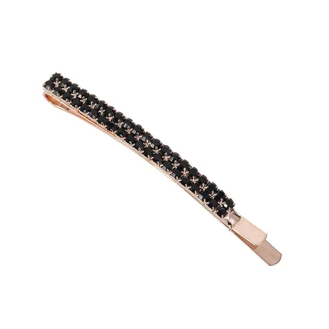 Koreaanse Mode Legering Dubbele Rij Strass Haarspeld Elegante Geometrische Zijspeld Vrouwen Kristal Hoofddeksel Accessoire